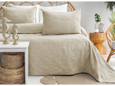 Бамбуковое покрывало с наволочками Saheser - Zeta Beige (Турция), 240 х 260 см Бамбуковое покрывало с наволочками Saheser - Zeta Beige (Турция), 240 х 260 см